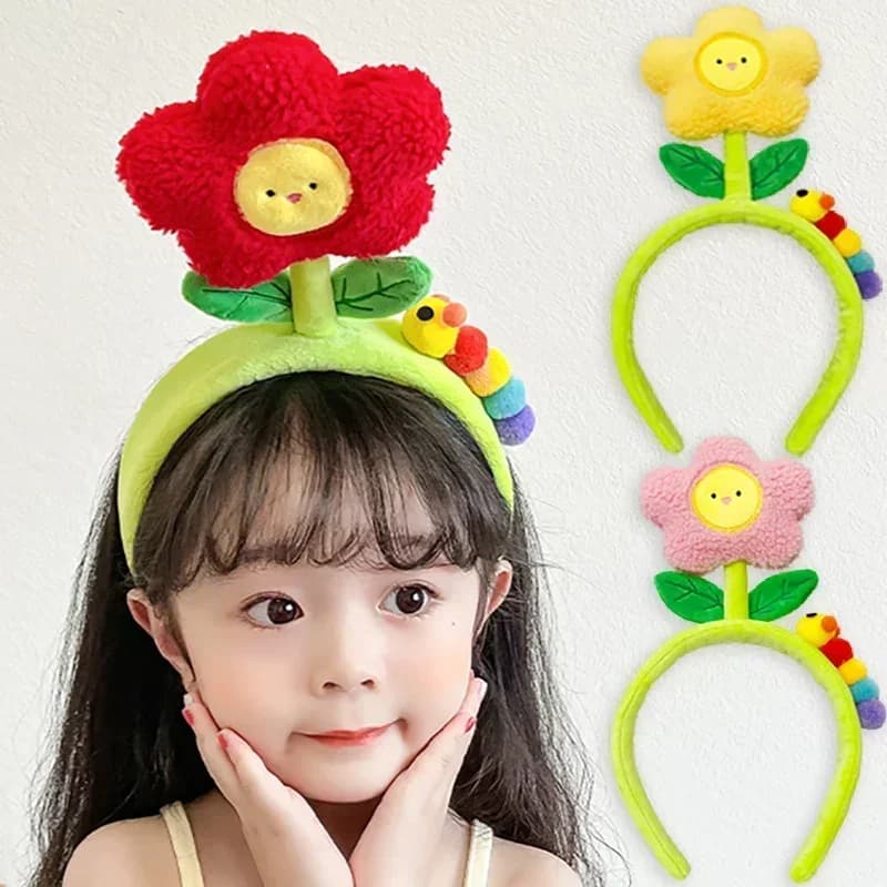 Fermaglio per capelli a forma di tulipano, fascia per lavaggio viso a forma di bruco, accessori creativi e divertenti per la fotografia, per adulti e bambini