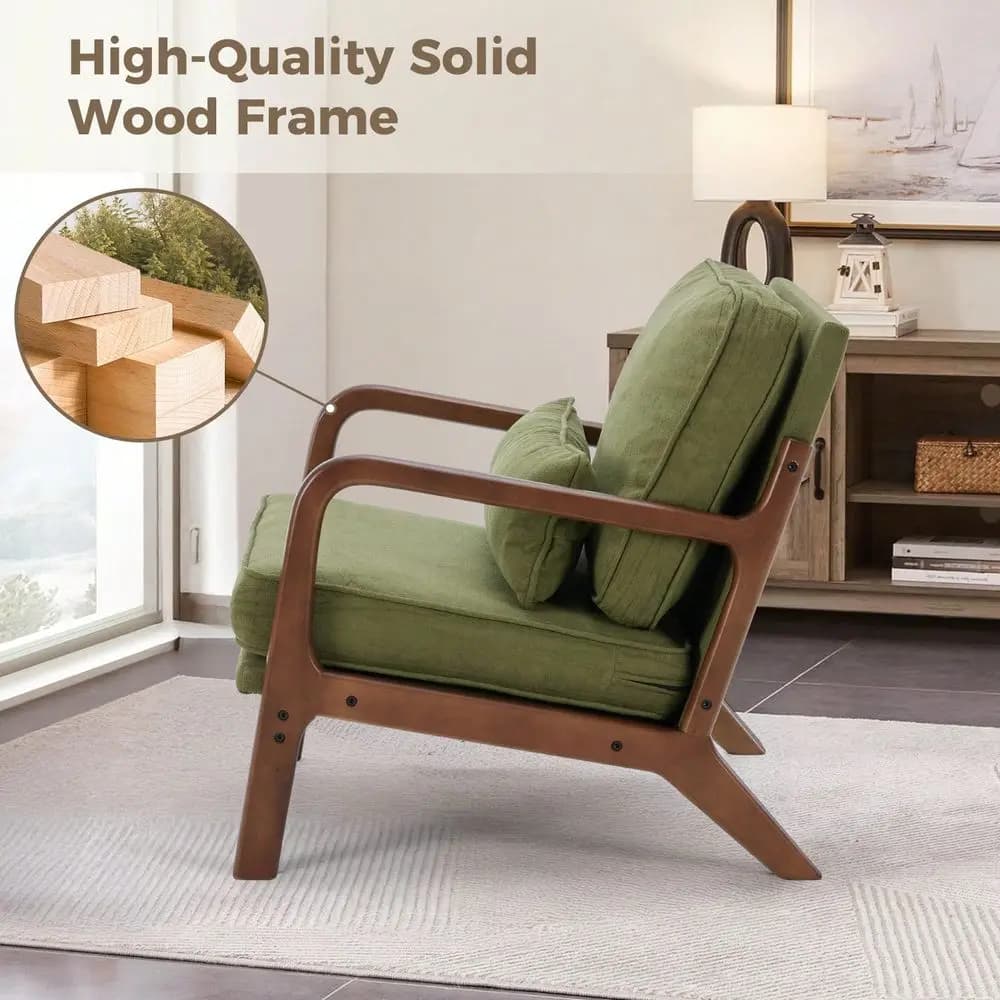 Sedia moderna in stile Mid-Century, sedia con braccioli e cuscino lombare, poltrona da lettura per adulti, poltrona relax per soggiorno