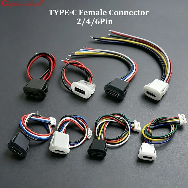 ChengHaoRan 1PC Connettore USB Tipo-C Femmina Impermeabile con Cavo da 10CM e Presa PH2.0 per Automotive