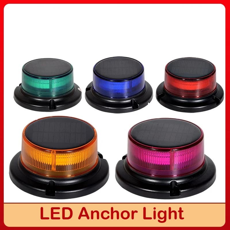 Luce Stroboscopica Solare di Avvertimento, Ricaricabile USB, Luce di Ancoraggio a LED, Lampada di Navigazione ad Energia Solare con Base Magnetica per Barche e Yacht