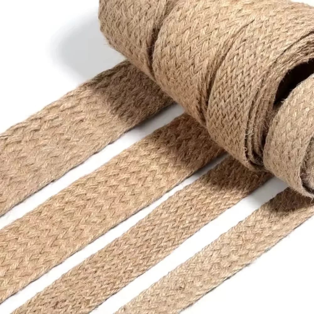 1pc 10M Flat Braided Jute Cords Burlap Ribbon Handmade DIY Craft Supplies Natural Hemp Rope Twine String Ribbon for Home Decor