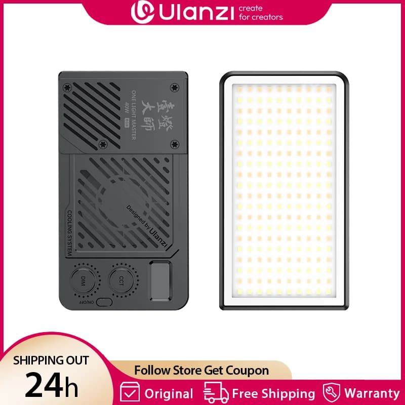 Ulanzi P40 Bi/RGB 40W Luce video portatile 14000Lux 2700-6500K con ventola di raffreddamento 5000mA Luce completa per fotografia Vlog dal vivo