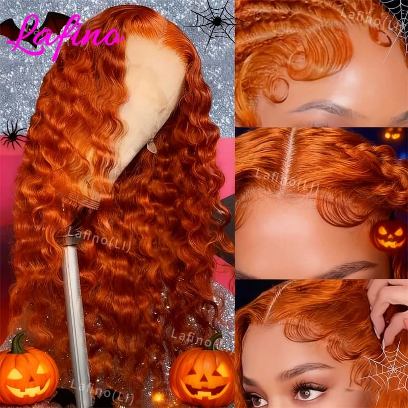 13x6 Water Wave Orange Ginger Lace Front Wig Human Hair 30 Inch 13x4 Deep Wave Lace Front Wigs Orange Curly Human Hair Wig