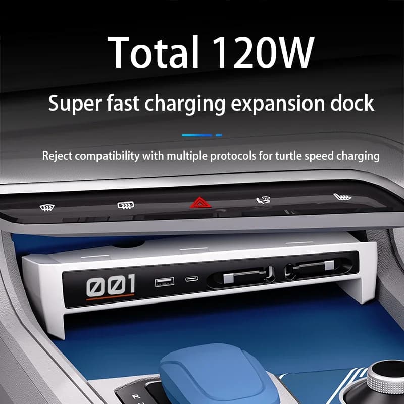 Stazione di Ricarica Rapida per Auto Zeekr 001, Splitter Accendisigari 120W, Convertitore USB