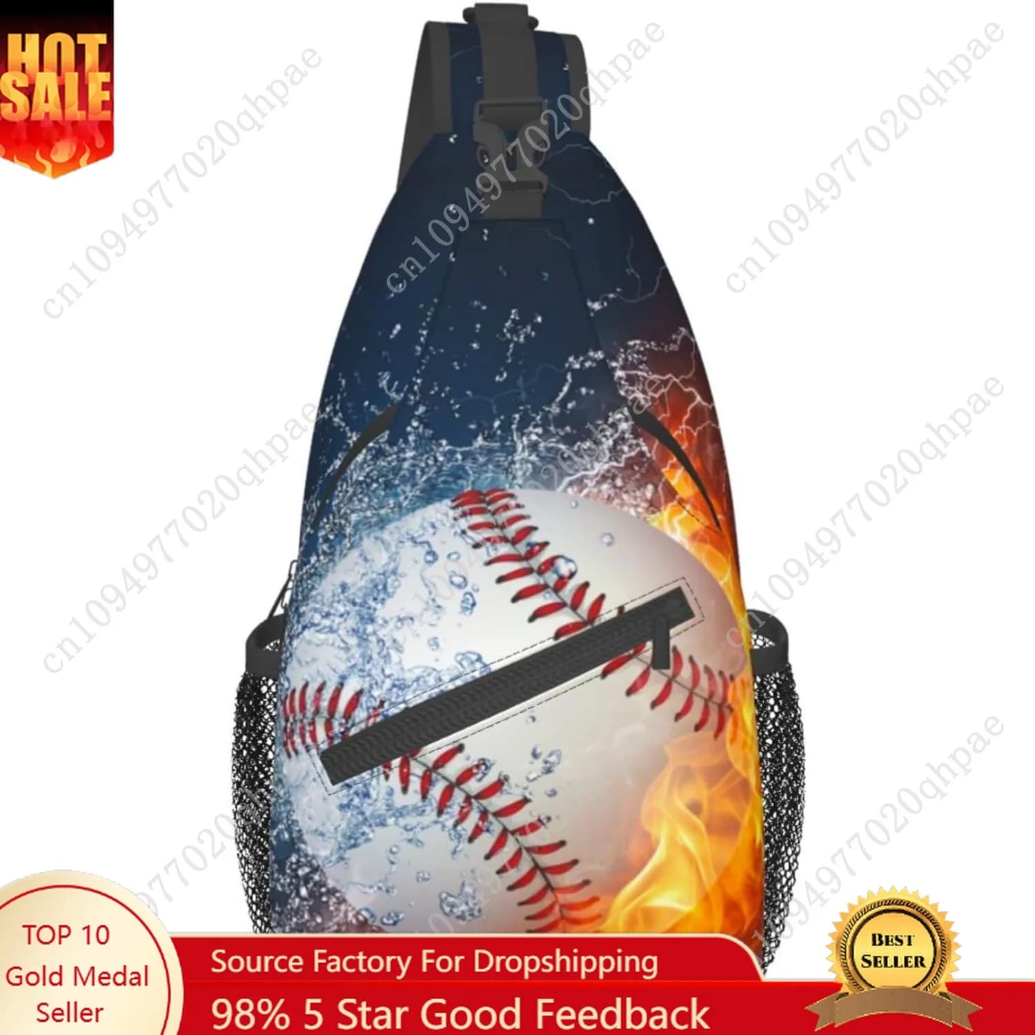 VOOHDDY Borsa a tracolla cool con palla da baseball per uomo Donna Zaino da viaggio per escursionismo Borse a tracolla con tracolla Zaino sportivo casual