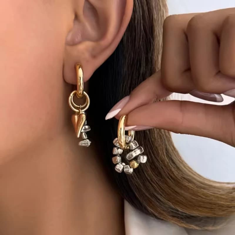 Orecchini con collana a forma di cuore irregolare alla moda europea e americana, gioielli con accessori a strati personalizzati