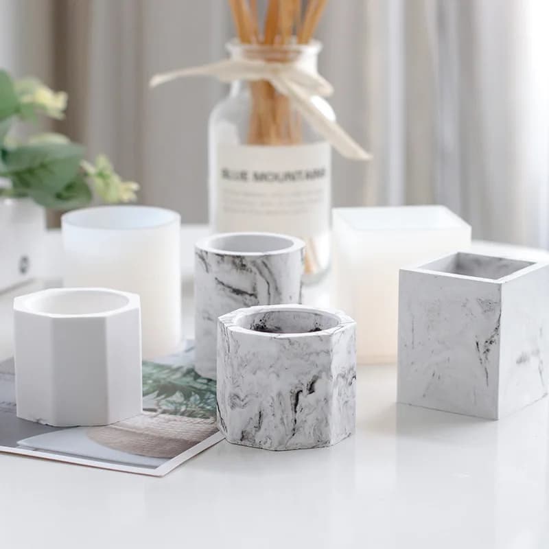 DIY Candle Cup Silicone Mold UV Cement Flower Pot Plaster Mold Household Pen Holder Jewelry Storage Box Mold Handmade
