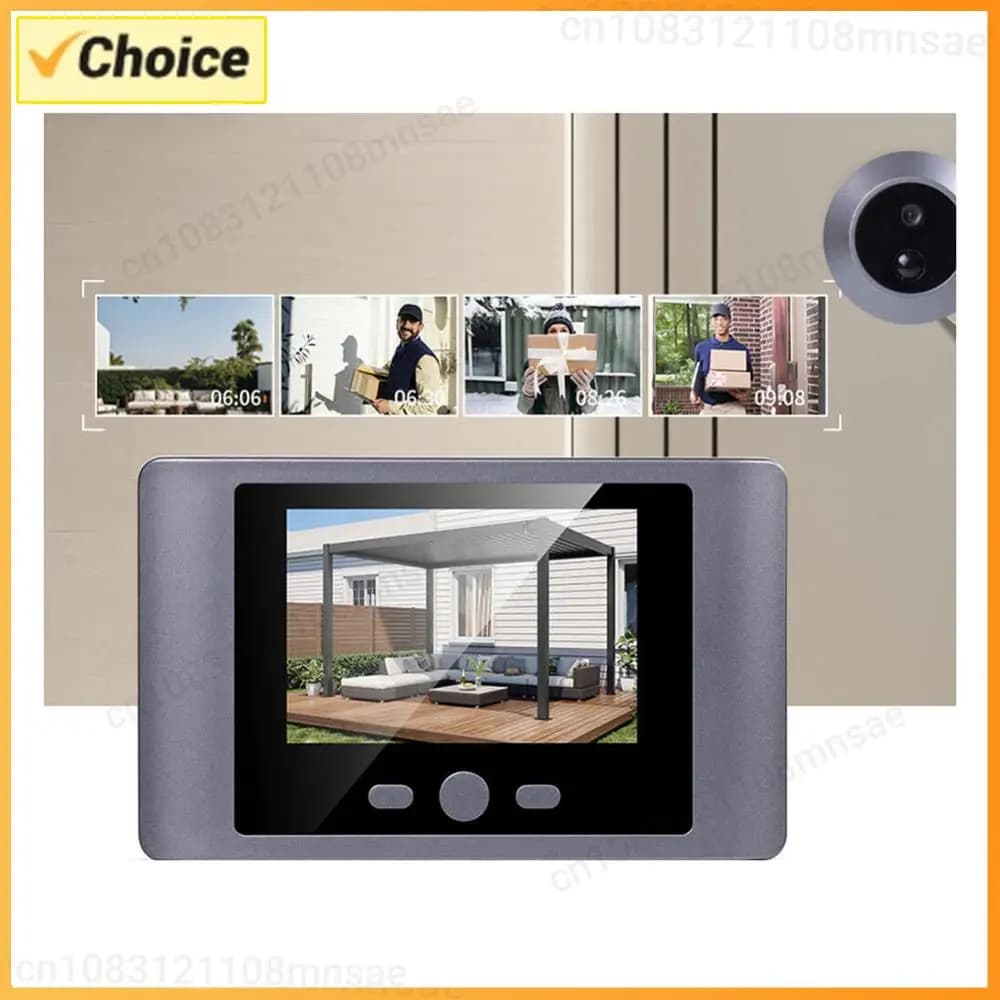 Mini Telecamera Spioncino Intelligente Wireless con Rilevamento Movimento PIR, Visione Notturna, Schermo da 2,8 Pollici, Batteria da 2000mAh