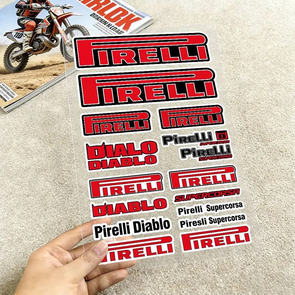 Adesivi Riflettenti Pirelli per Moto, Decalcomanie Impermeabili in Vinile per Casco Moto, Serbatoio Carburante, Bici