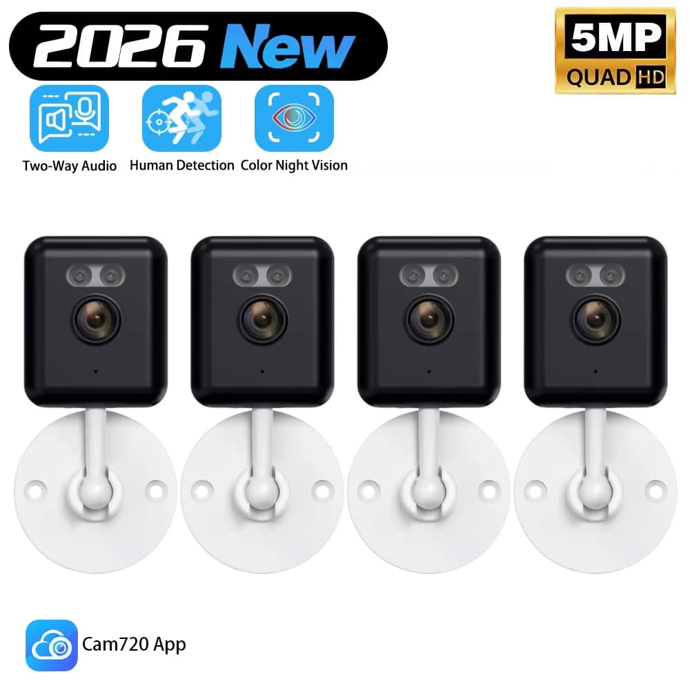 Telecamera Wireless Domestica Cam720 APP HD 5MP Mini WiFi 2.4G per Interni con Audio Bidirezionale, Funzione Baby Monitor, Supporto Scheda TF 128G
