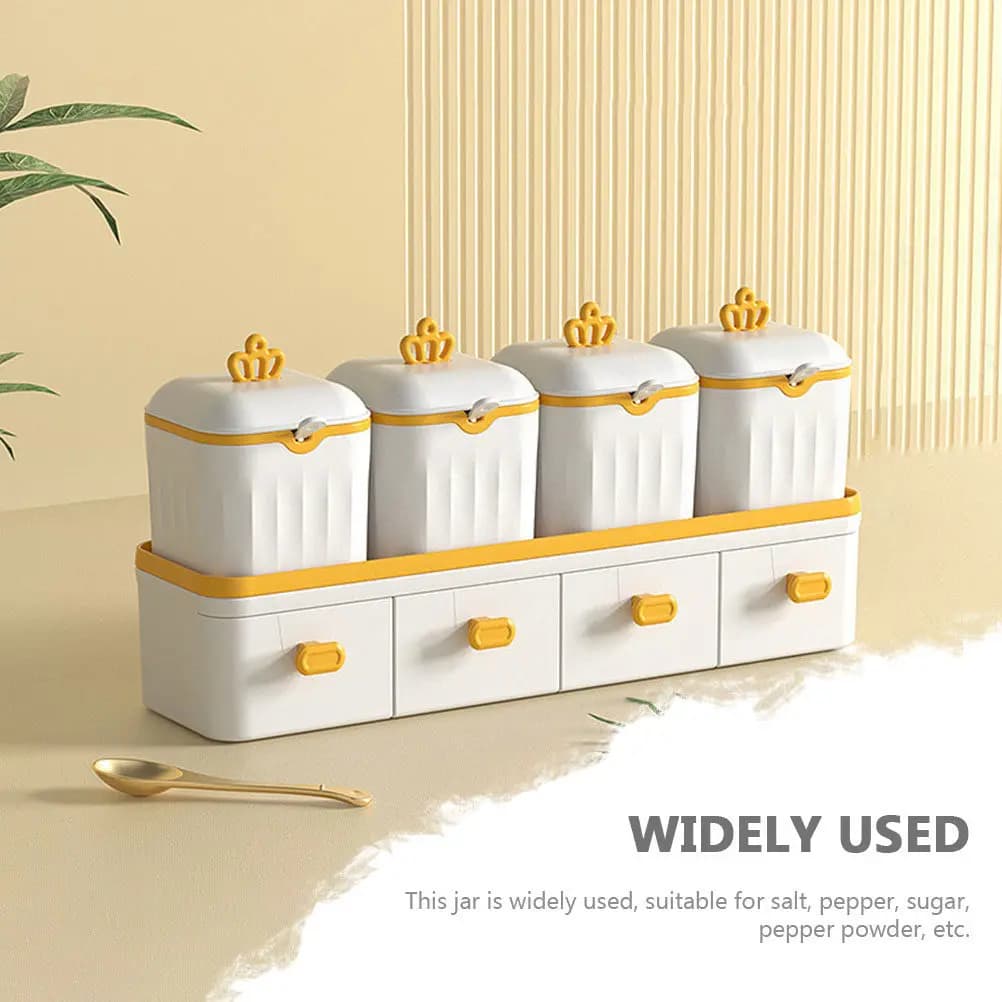 Set di 1 Contenitore per Spezie con Cassetto, Robusto Porta Condimenti da Cucina, Organizzatore Multi-Griglia con Ampia Apertura