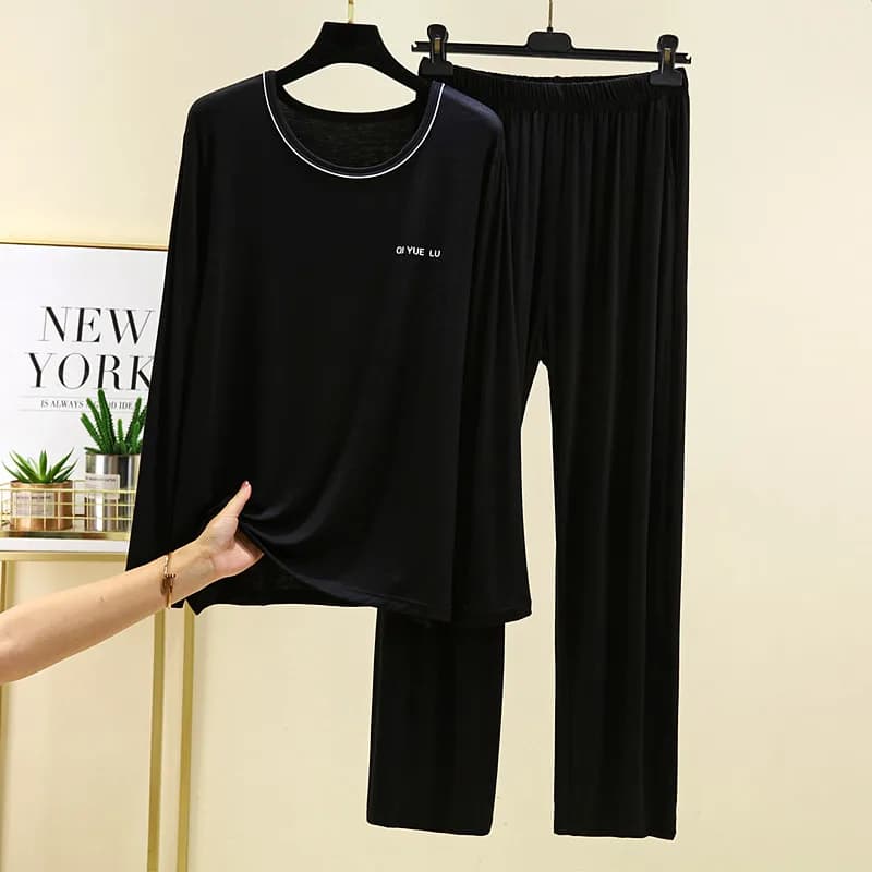XL-4XL Pigiama per uomo Girocollo Manica lunga Set di indumenti da notte Pigiama modale di grandi dimensioni Uomo Primavera Autunno Abito da casa Pijama Hombre