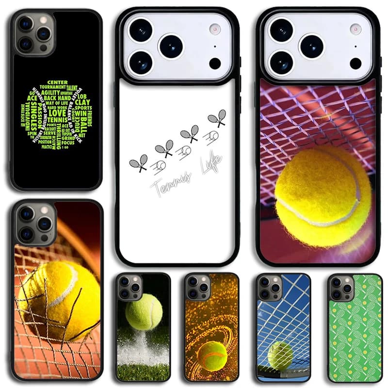 Tennis ball movement Phone Case For iPhone 14 Pro Max 15 13 12 16 17 Pro 11 Shockproof Silicone Cover Decor