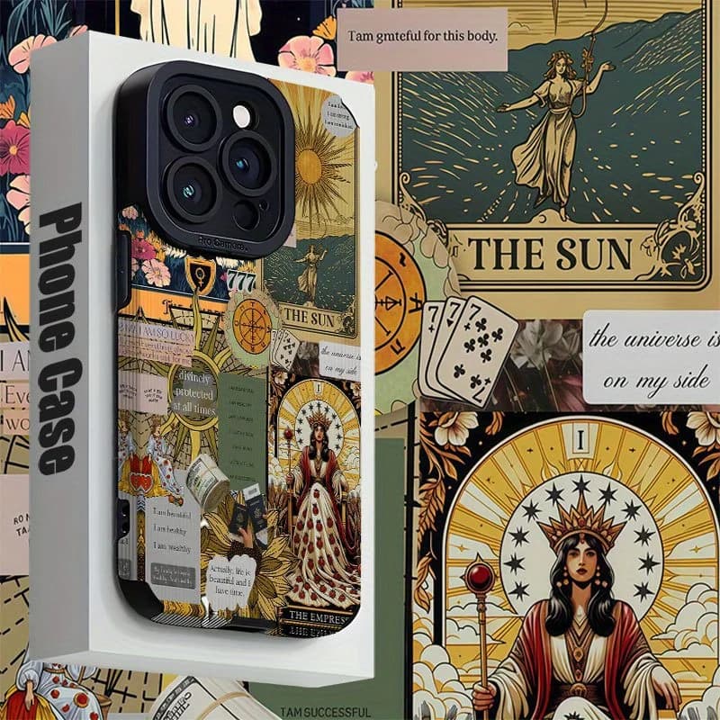 Per iPhone 17 Pro Max Custodia Tarot Card Collage Vintage Art Antiurto Compatibile con iPhone 17 16 15 14 13 12 11