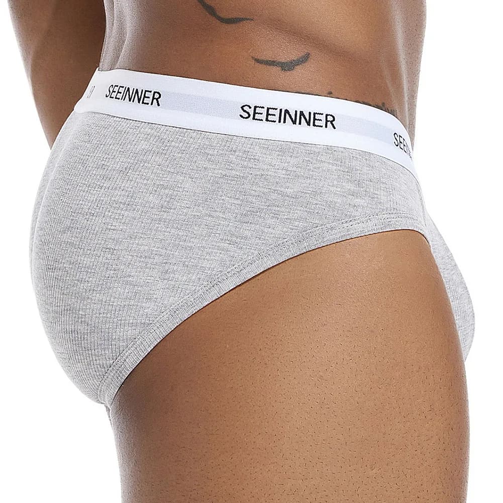 Intimo da uomo Mutande di cotone Tronchi da respiro Vita bassa Lingerie Gay Sissy Mutandine U Custodia convessa Boxer Slip morbidi senza cuciture
