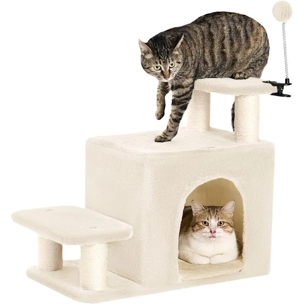 Cat Stairs with Scratching Post & Large Condo, Stable Pet Steps or High Beds Couch, 3 Combinations p Tree Tower or Cats or Small