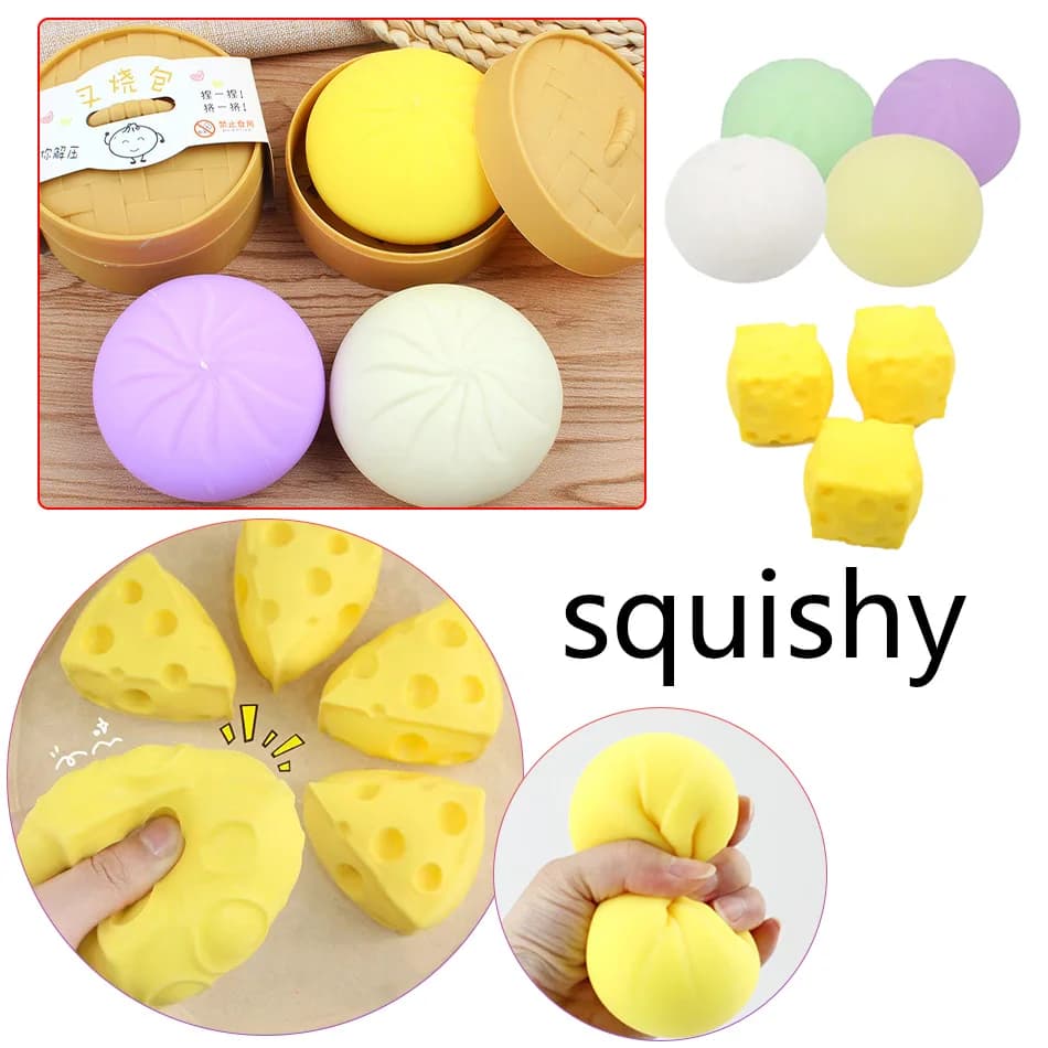 Giganteschi Giocattoli Antistress a Forma di Ravioli Morbidi, Giocattoli Sensoriali Colorati a Simulazione di Cibo, Giocattoli a Lenta Risalita a Forma di Panino Ripieno al Vapore, Giocattoli da Spremere