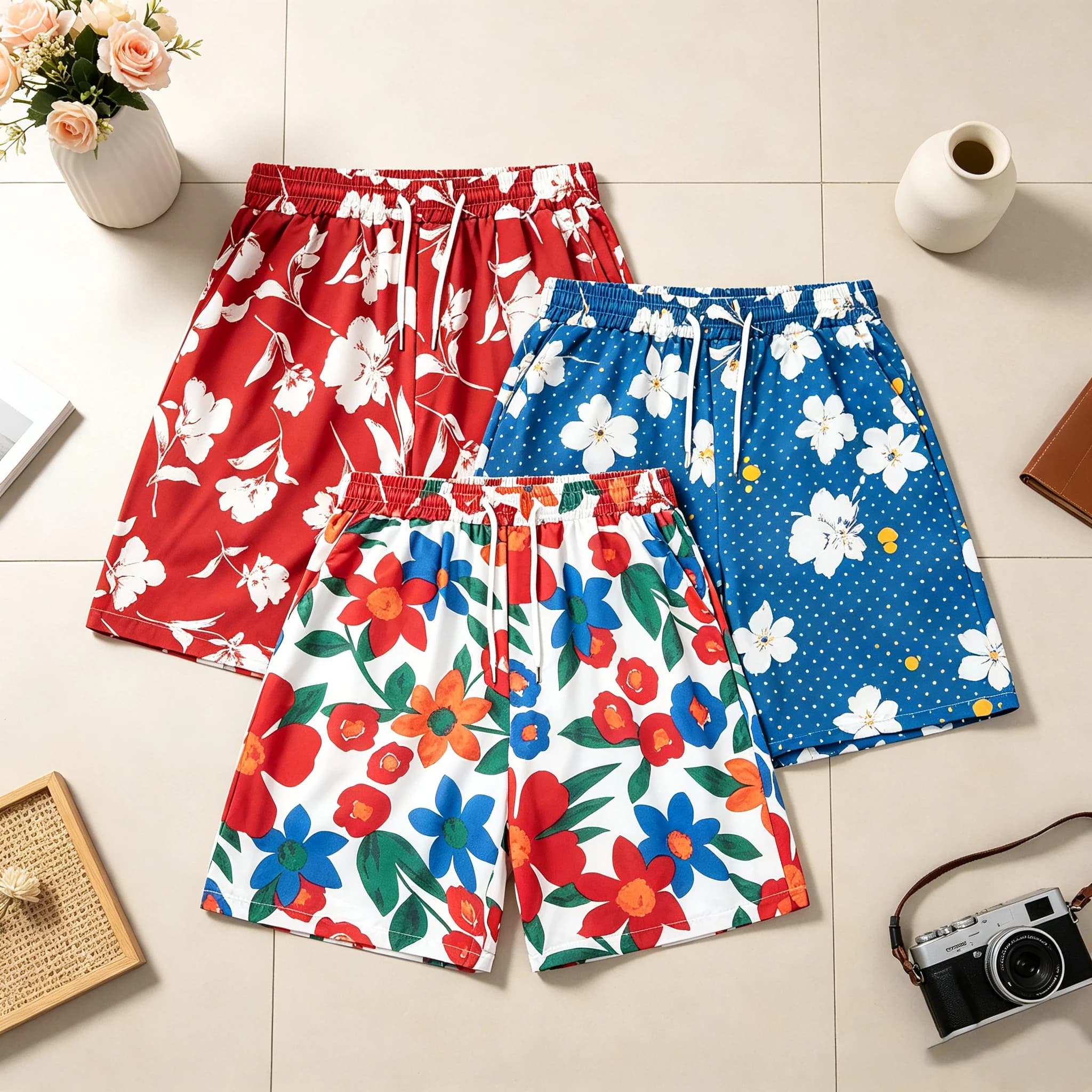 Hot Selling Top 3D Print Tie-Dye Shorts, Ink Gradient Design, Family Style for Adults & Kids, Hawaiian Beach Vacation Wear