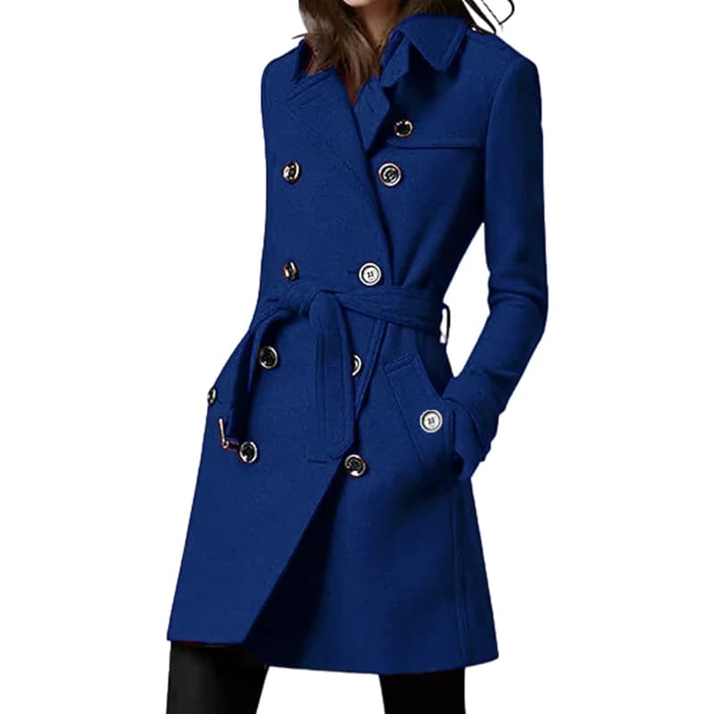 Women's Trench Mixed Wool Lining Double Breasted Jacket Belt Shoulder badge coats casual streetwear women's clothing