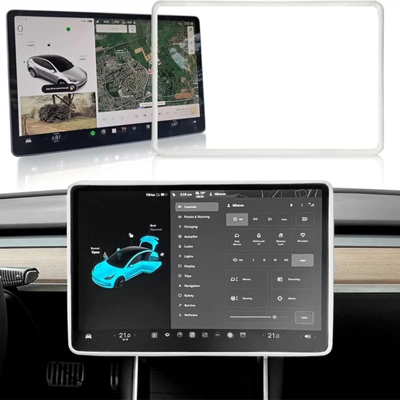 Per Tesla Model 3 / Y Telaio protettivo in silicone Copertura del bordo Display di controllo centrale Protezione dello schermo di navigazione Accessori per auto