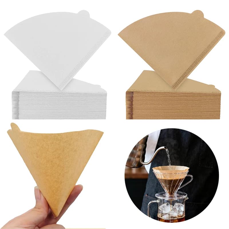 50/100Pcs Coffee Filter Paper Disposable Cone Wood Pulp Filter Paper for Party Camping Picnic with Pour Over Coffee Maker