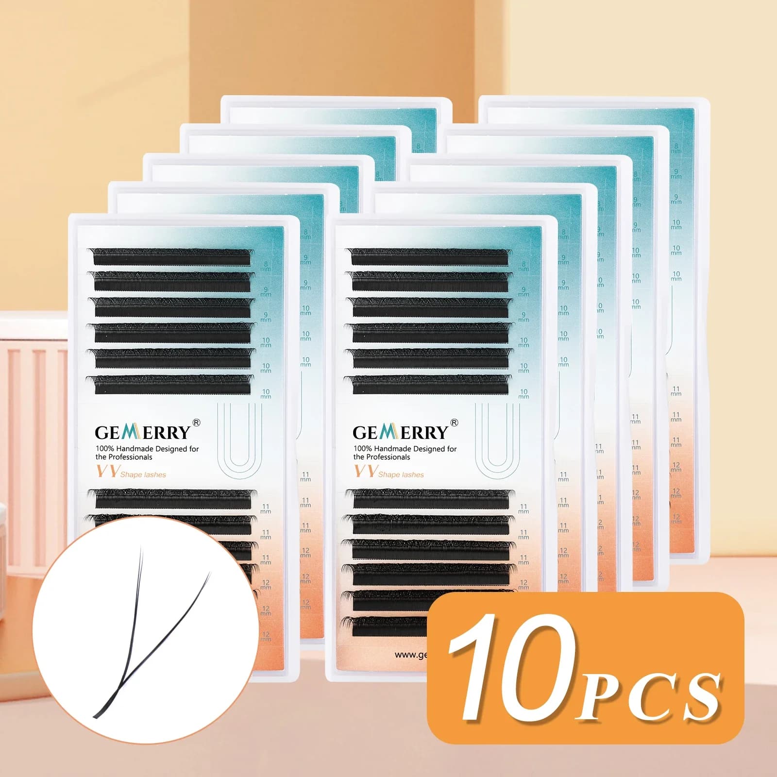 GEMEERY 10 Pieces Extension YY Eyelashes to Double Point Easy Fan Volume Lashes Fined Eyelashes for Professional Beauty Free Shipping