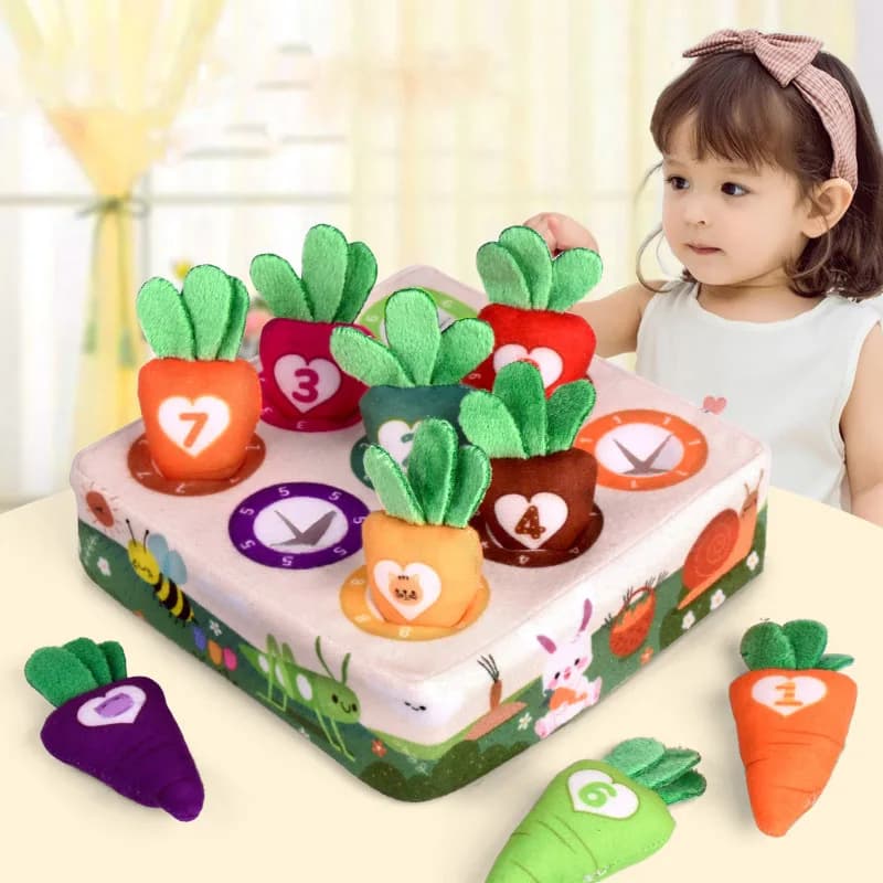 Giocattoli Montessori Baby Pull Carota Peluche Numero Forma Colore Corrispondenza Giocattoli Gioco di sviluppo Giocattoli educativi per bambini per bambini