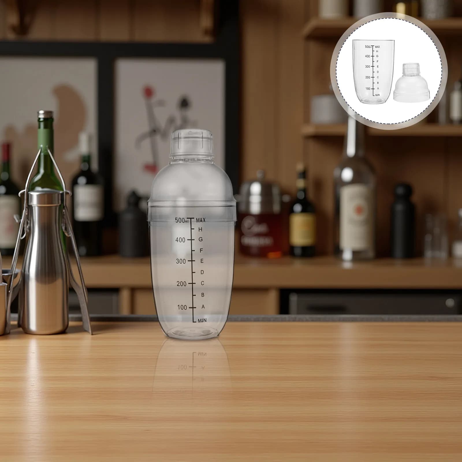 Shaker per Cocktail Manuale, Miscelatore Trasparente da 530ml, Shaker da Bar Antigoccia con Scala Graduata, Resistente al Caldo e al Freddo