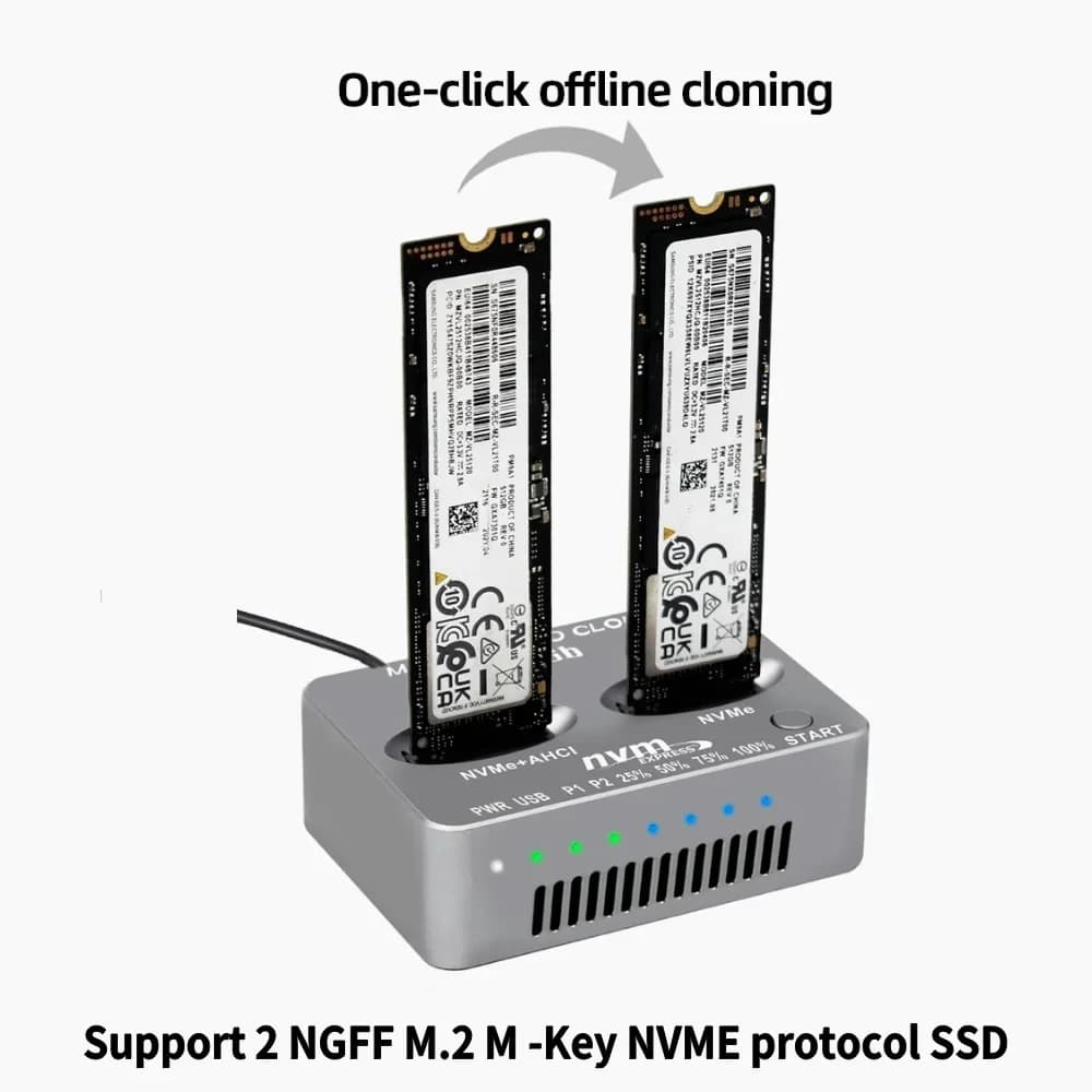 Docking Station USB 3.2 Type-C Gen2x2 20Gbps per SSD M.2 NVMe Dual-Bay (M Key) e M.3 NVMe PCI-E