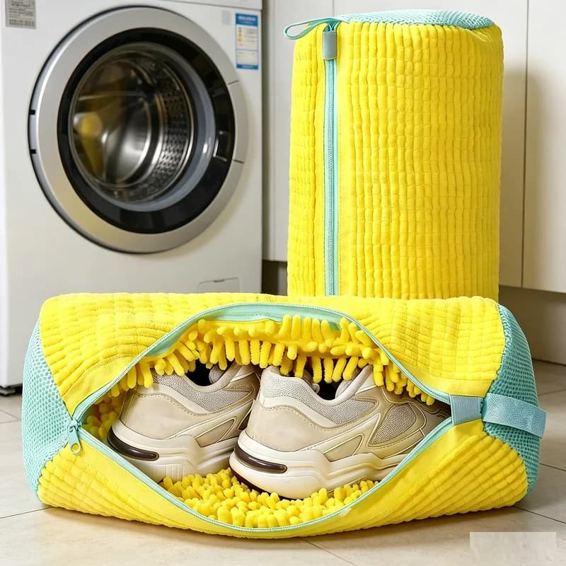Sacchetto per Lavaggio Scarpe, Borsa per Lavanderia, Protezione Imbottita per Scarpe, Sacchetto in Fibra Soffice di Poliestere, Lavabile in Lavatrice, Organizer per Asciugatura