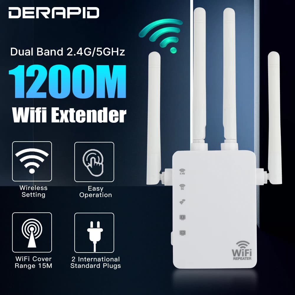 Ripetitore WiFi 1200Mbps 5Ghz Dual Band WiFi Extender 2.4G/5GHz Ripetitore di segnale Wi-Fi Router Amplificatore di rete Ricevitore a lungo raggio