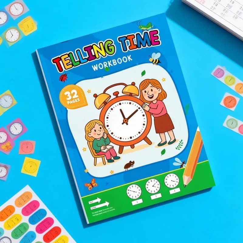 Libro di esercizi per la prima educazione dei bambini da 32 pagine, libro di disegni con orologio puzzle, libro di esercizi di cognizione divertente