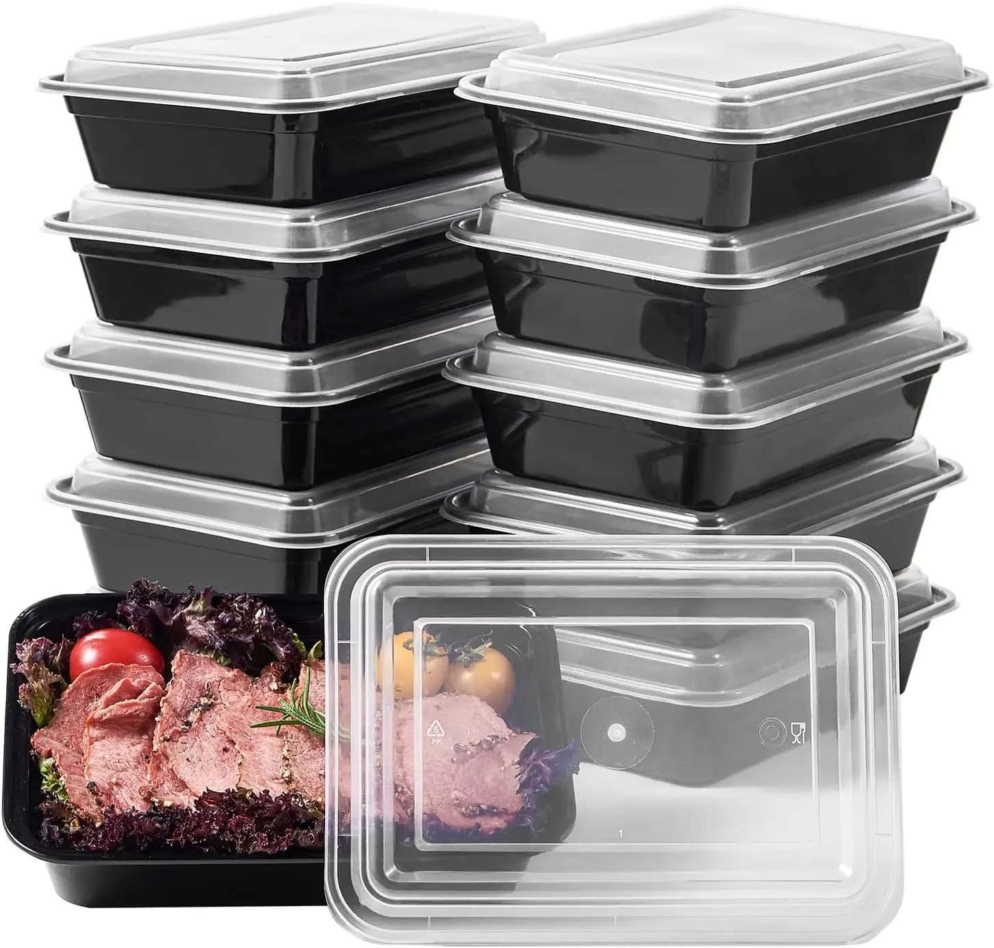 Contenitori riutilizzabili per la preparazione dei pasti da 24 once con coperchi, confezione da 150, senza BPA, adatti al microonde e alla lavastoviglie