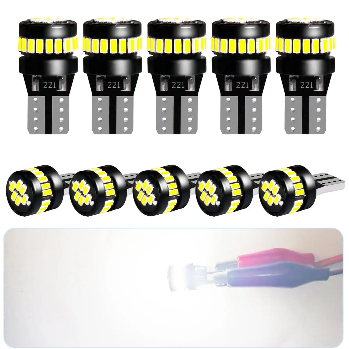 2 pz/10 pz Lampadine LED Canbus T10 W5W per indicatori di direzione auto, ultra luminose, 3014 24 Chipset, illuminazione a 360 gradi, piccole lampadine per veicoli