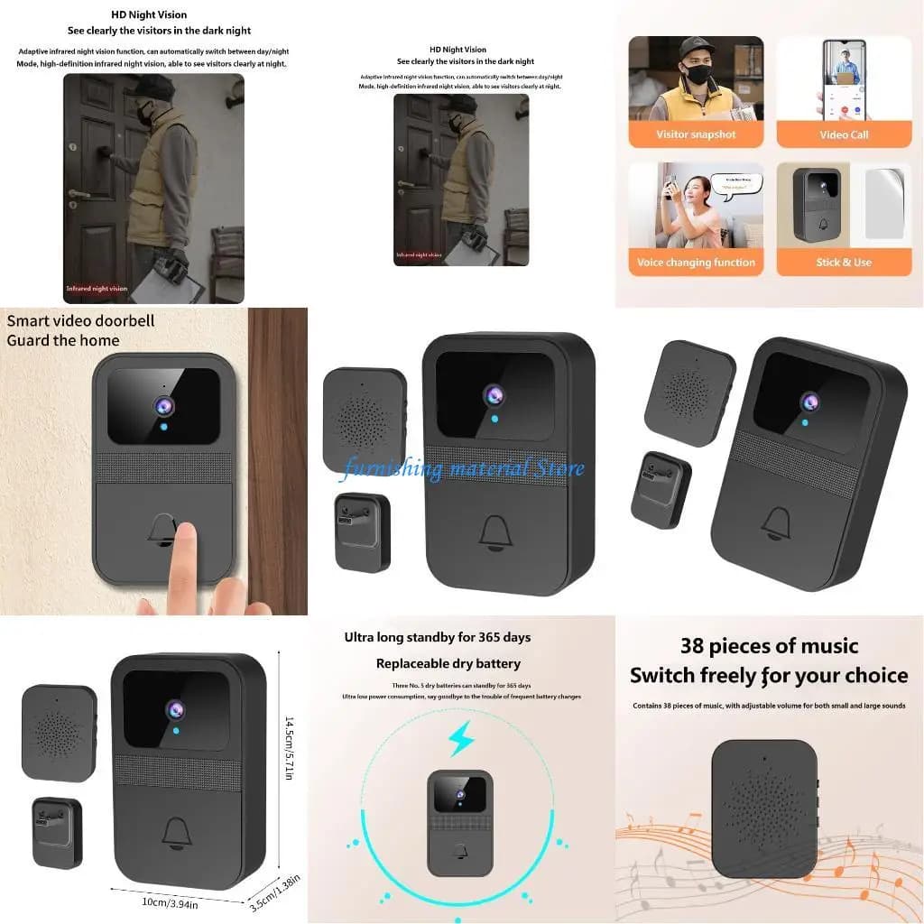 Y5GD Videocamera per campanello video wireless con carillon Video Campanelli per porte Citofono bidirezionale Suono Campanelli