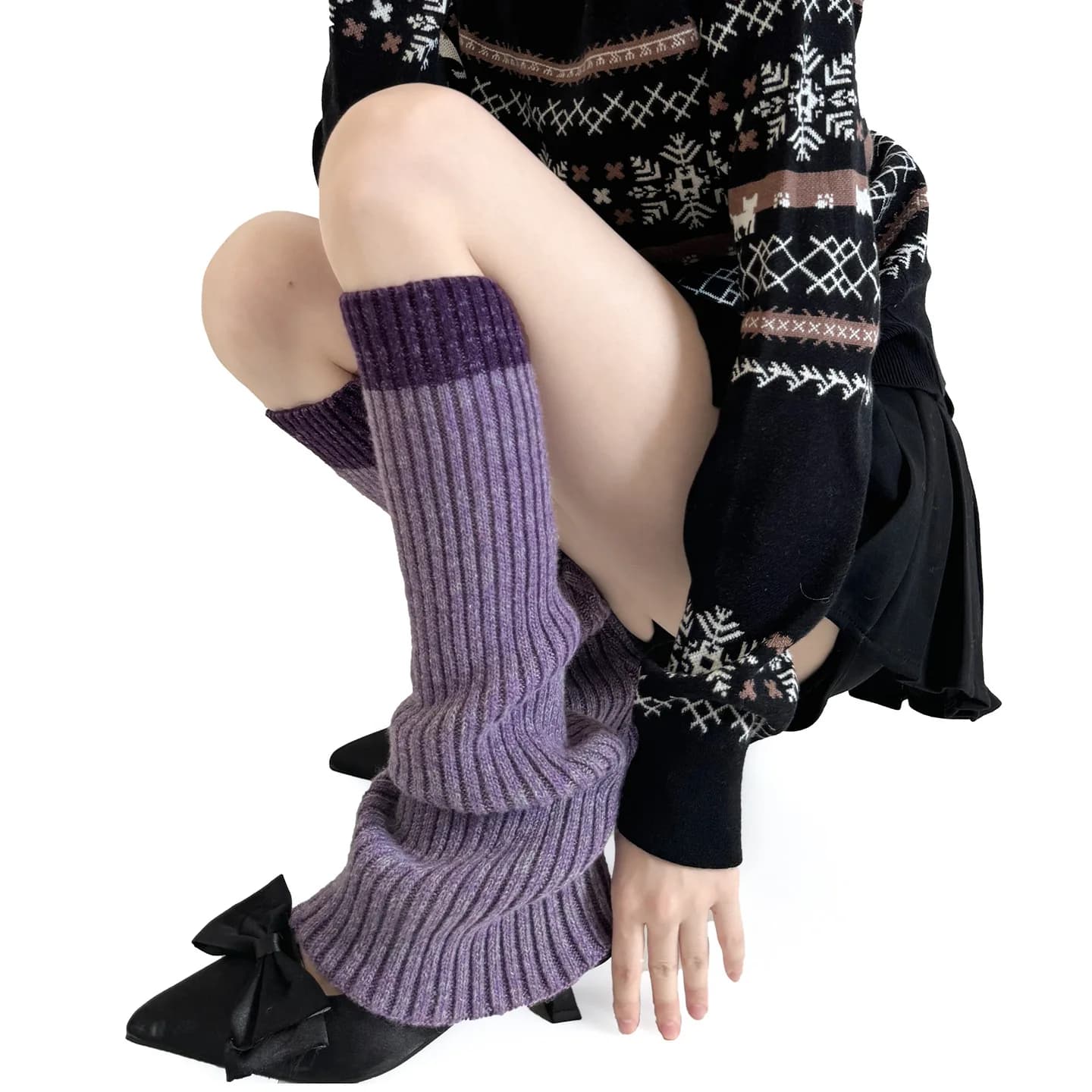 New Knitches Color Block Autumn Winter Y2K Lolita for Woman and Girl, Cupids Hot, Footwear Larches to Crochet, Boot Cuffs