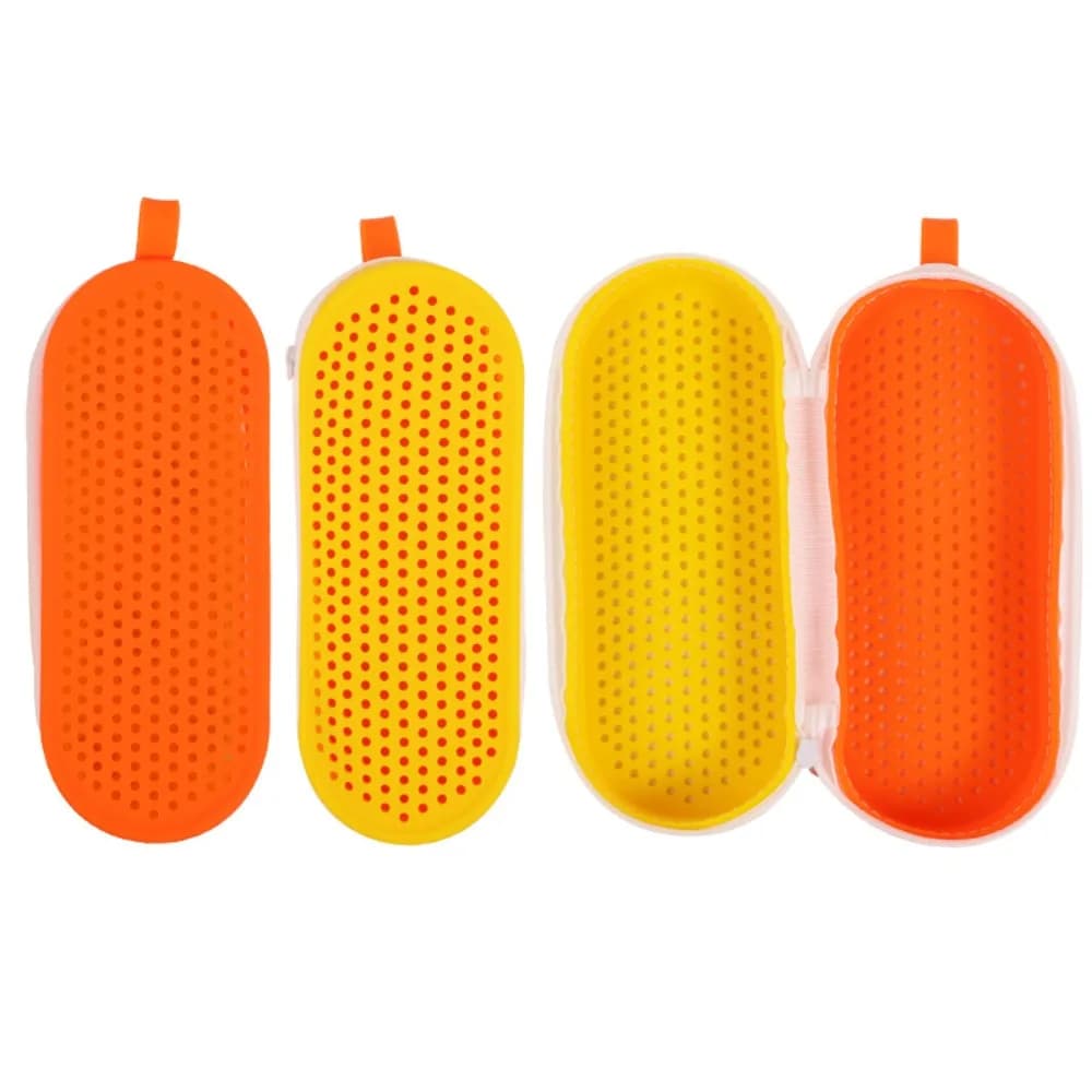 Scatola portaocchiali in silicone con foro di drenaggio, custodia per occhiali a doppio lato, traspirante, portatile, per occhiali da miopia, per bambini