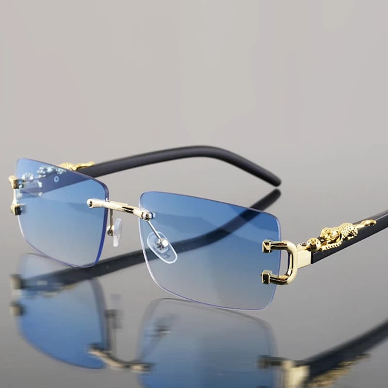 Occhiali da sole alla moda per uomo e donna, senza montatura, rettangolari, personalizzati, per la vita quotidiana, occhiali da sole vintage per uomo