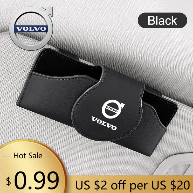 Coprimozzo in pelle per auto porta occhiali visiera parasole occhiali da sole custodia per Volvo XC60 V50 V40 XC90 S60 S40 S80l V90 V60 EX90 S90