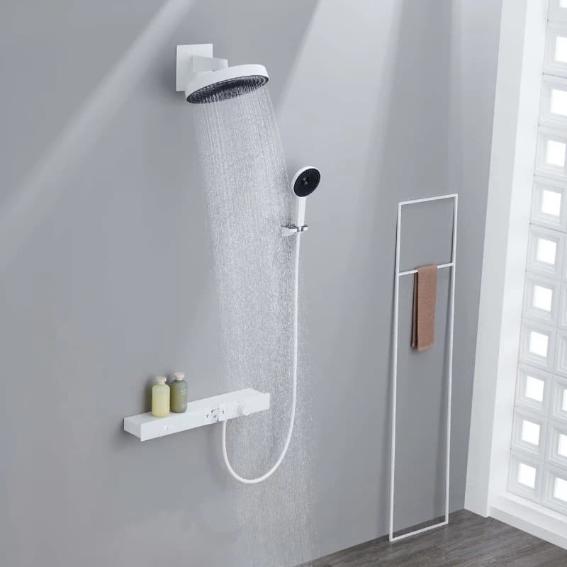 Digital Shower Set in Constant Temperature with Integrated Box White