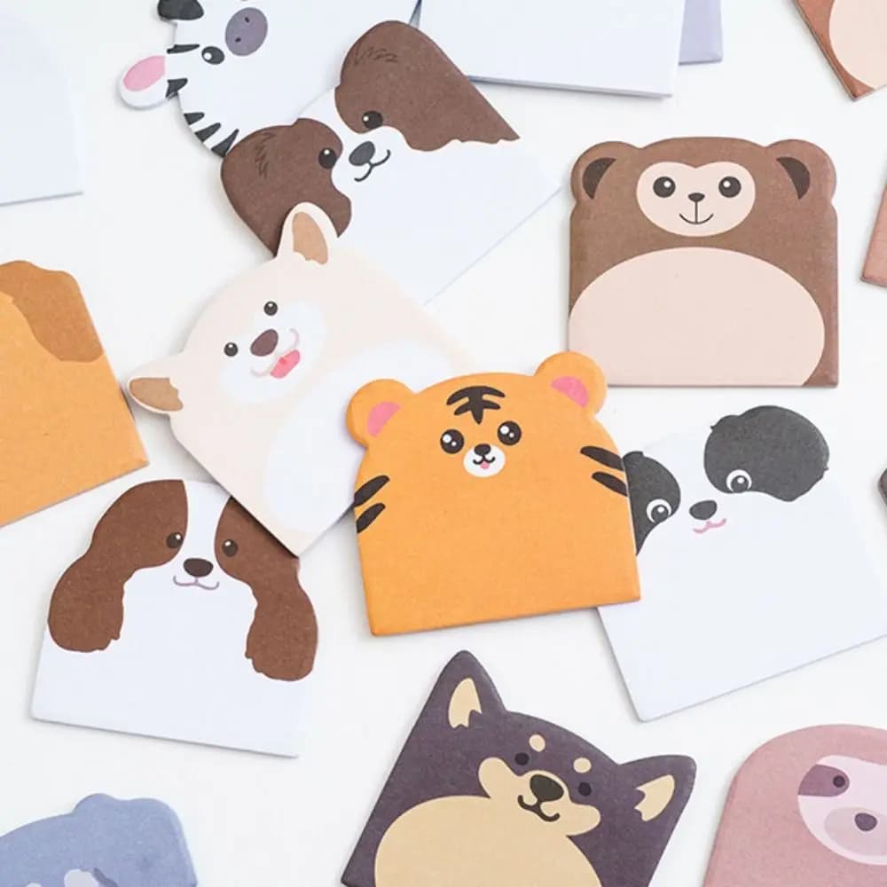 240cps Blocco Note Adesivo Creativo a Forma di Cane e Gatto, Memo Pad Autoadesivo a Forma di Animale per Studenti