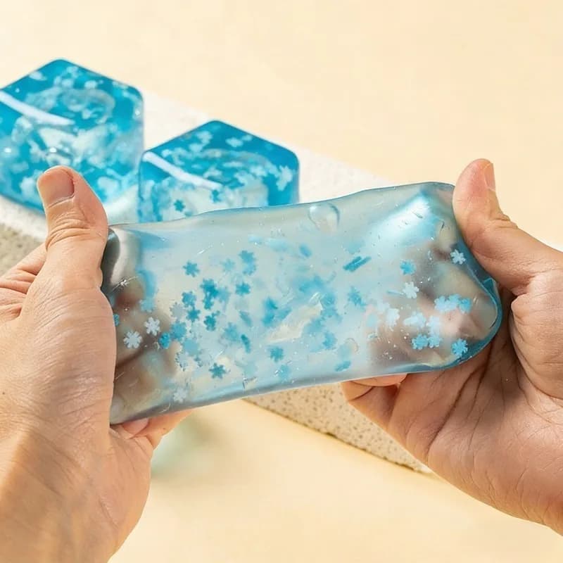 Cubetti di Ghiaccio Morbidi a Forma di Fiocco di Neve, Giocattolo Sensoriale a Lenta Risalita, Antistress, per Esercizio Manuale e Relax
