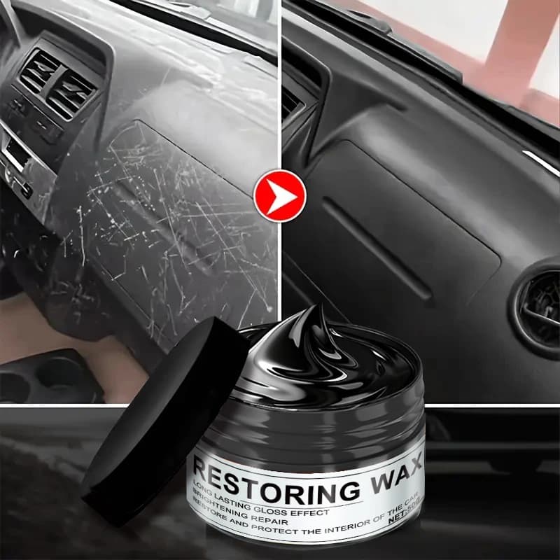 Cera per riparazione interni auto da 50 ml - Rivestimento in nanocristalli per la rimozione dei graffi, il rinnovamento della plastica e la protezione dei pneumatici - Formula non grassa, adatta per cruscotti, pannelli delle portiere e modanature - Effetto lucido a lunga durata - Ripristina e protegge gli interni dell'auto, illumina e ripara, cera formula per una rimozione efficiente dei graffi