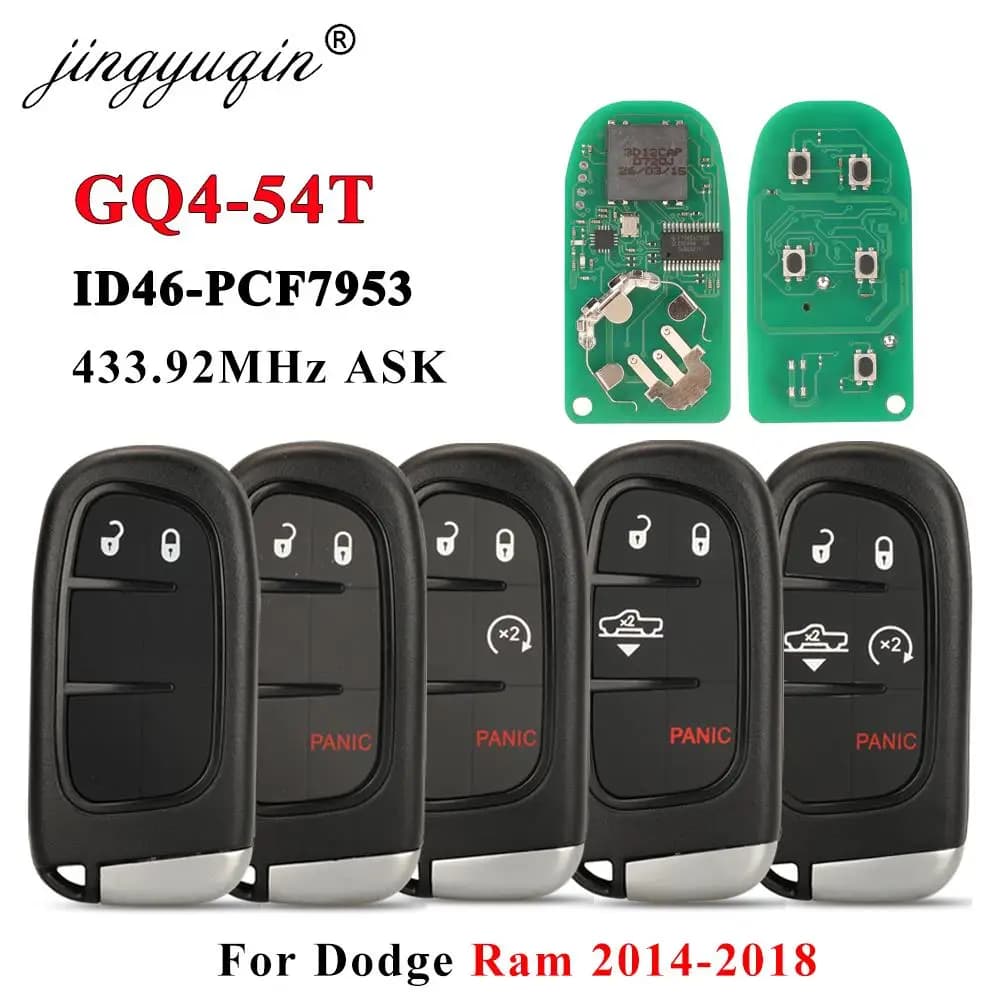 Jingyuqin GQ4-54T ID46 Chiave per auto pickup remota per Dodge Ram 1500 2500 3500 2014 2015 2016 2017 2018 Keyless FOB 433Mhz 2/3/4/5 BT