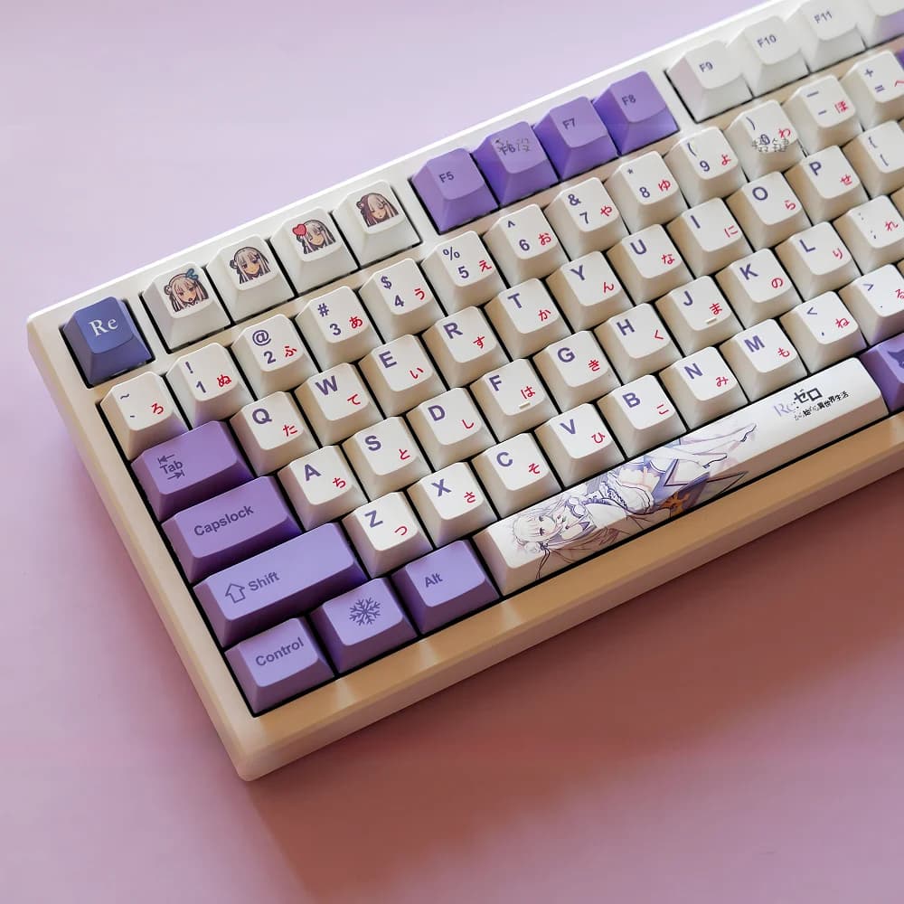 GEFENSI Set di copritasti giapponesi Cherry PBT 130 Chiave Emilia Anime Keycap per tastiera meccanica 61/64/75/84/96/104