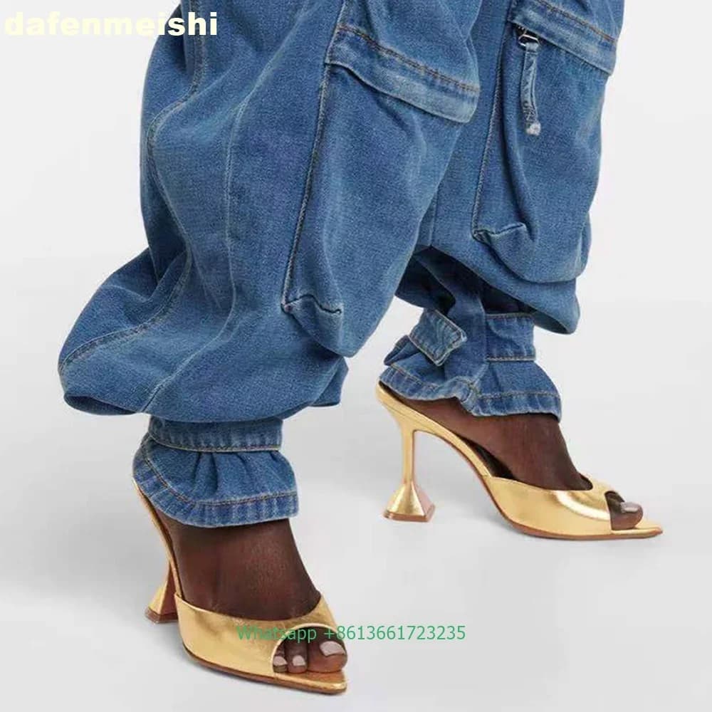 Sandali da donna romani moda open toe 2026 nuove pantofole estive punta a punta 9 cm tacco in vetro di vino tinta unita diapositive con tacco alto