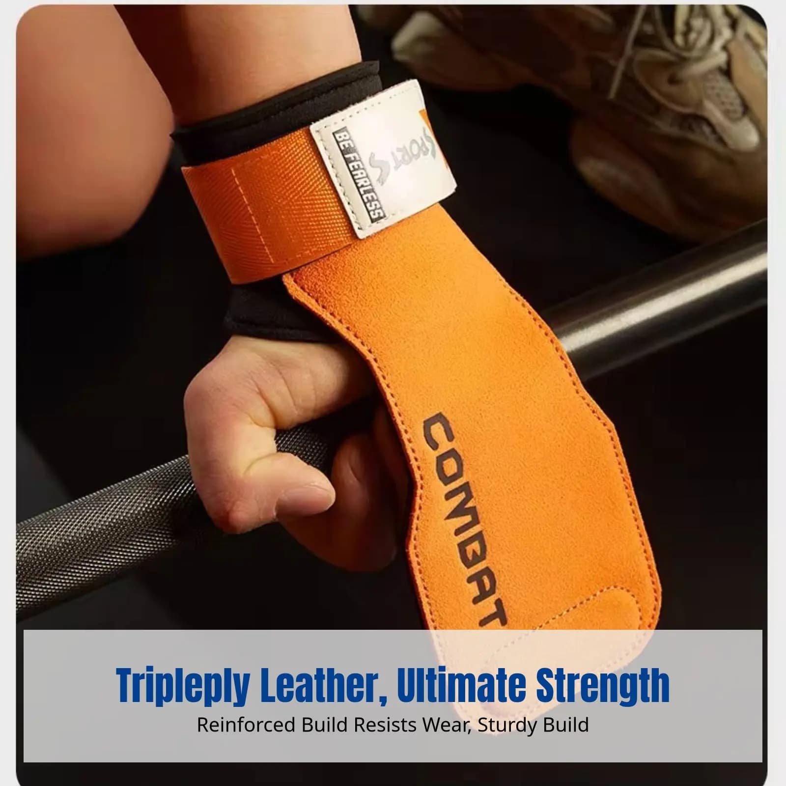 Anti-slip Leather Gym Gloves, with Powerlifting Support Strap, Tractions, Stacks, Hand and wrist Protection, Multicolor, Unisex