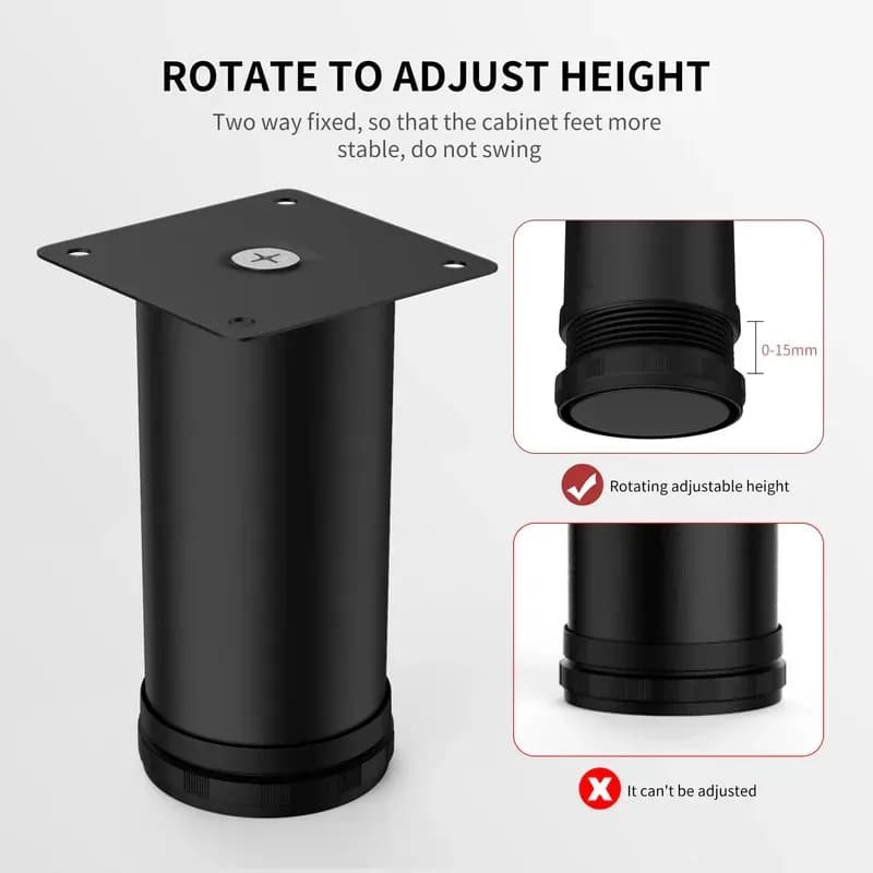 Set di 4 Gambe Regolabili in Acciaio Inox (5-30cm) - per Mobili, Tavoli, Divani e Altro