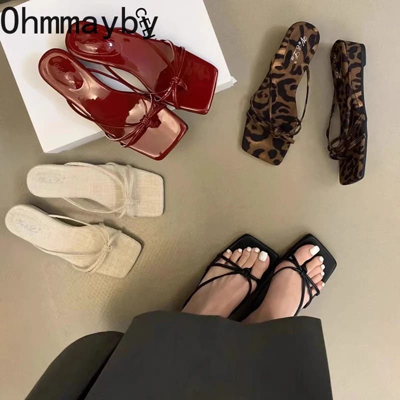 2025 Summer Women's Wedges Heel Swimwear Fashion Print Leoped Clip Toe Presents companies producing games Women's Outdoor Slippers