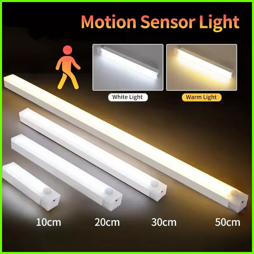 Sensore di movimento ricaricabile Barra luminosa a LED Luce notturna a induzione a infrarossi umana Luce per armadio da cucina portatile 10/20/30/50 cm